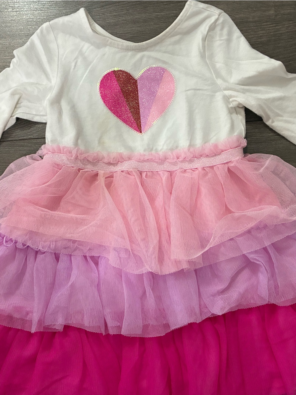 Cat & Jack White Top Pink & Purple Layered Tulle Heart Dress